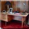 F34. Leopold Furniture Mid century desk. 29.5”h x 60”w x 33”d 